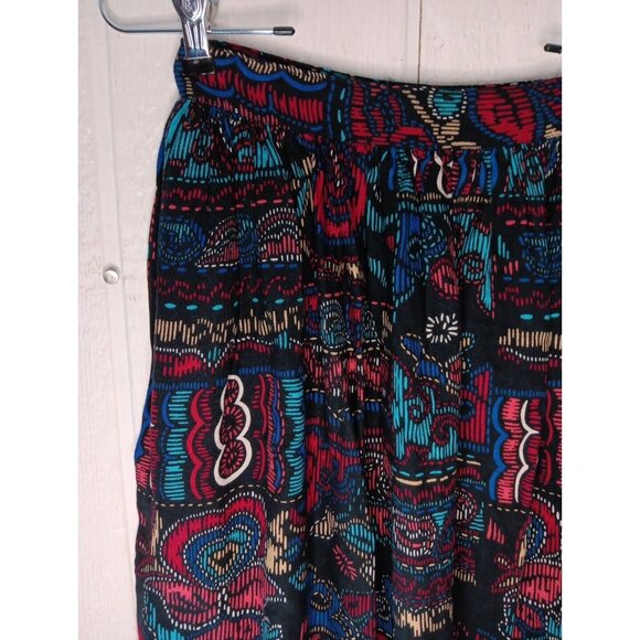 Sag Harbor Dresses & Skirts - Vtg Sag Harbor Women's 9/10 Midi Skirt Bold Boho Floral Partial Wrap Rayon